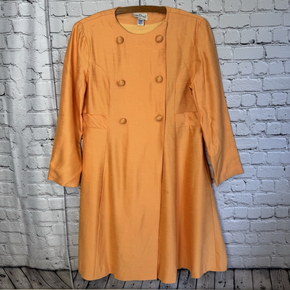 Emma Domb California Vintage 60s Formal‎ Overcoat Coral/Orange Size Large